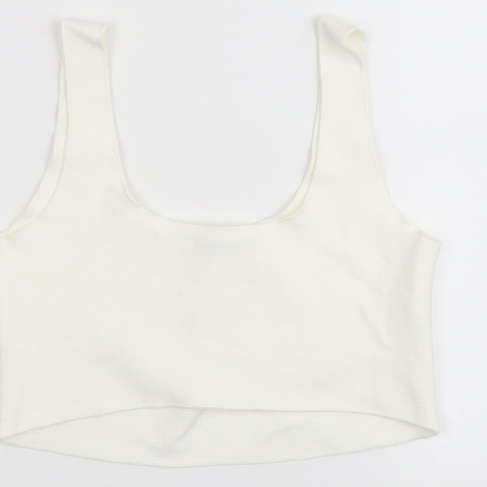 Womens UK Size M Zara Ivory Cropped Tank