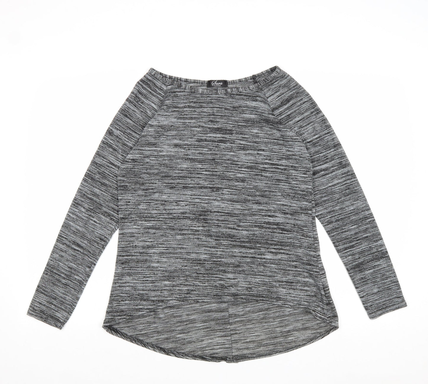 Sara Fashion Womens Grey Boat Neck Polyester Pullover Jumper Size S - Bow Detail