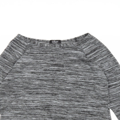 Sara Fashion Womens Grey Boat Neck Polyester Pullover Jumper Size S - Bow Detail