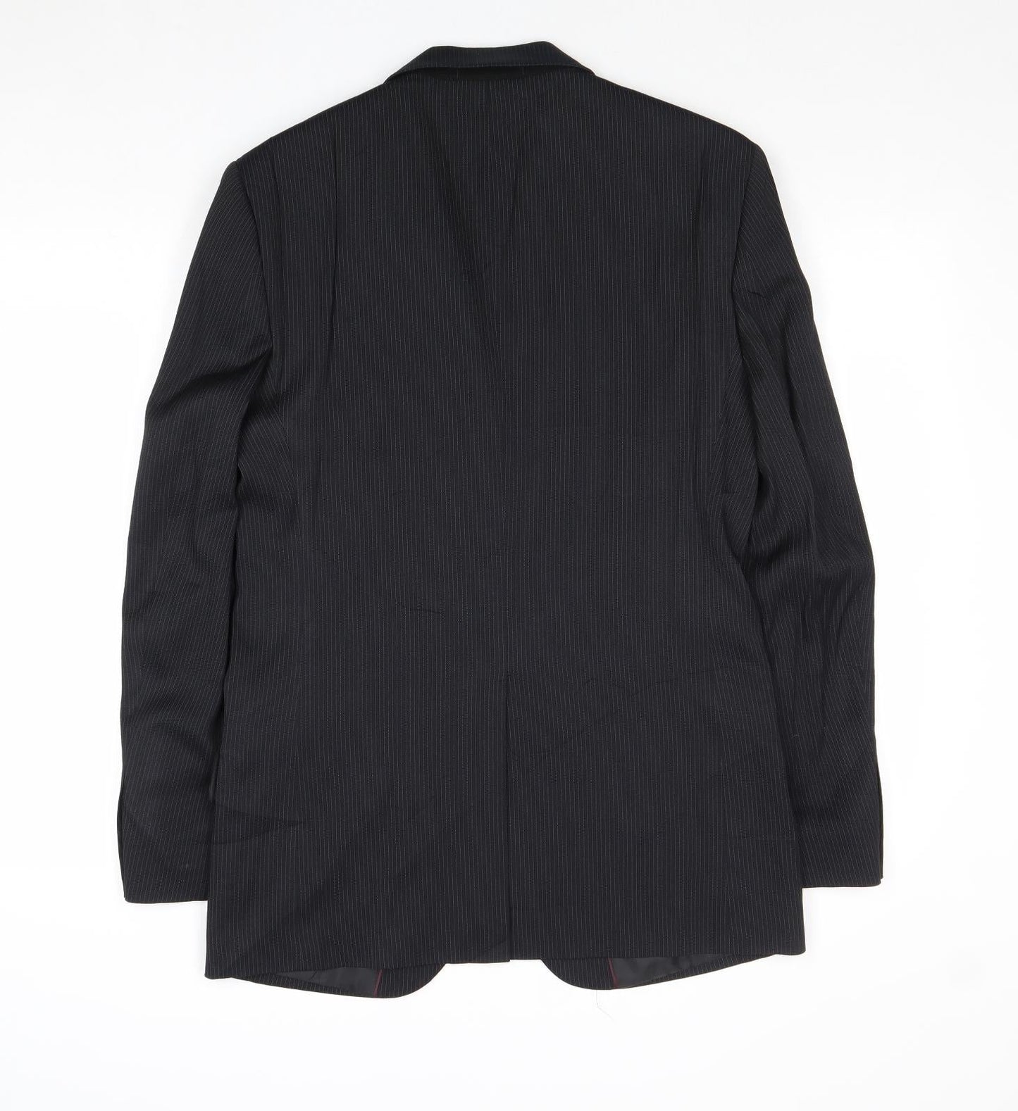 F&F Mens Black Striped Polyester Jacket Suit Jacket Size 36 Regular