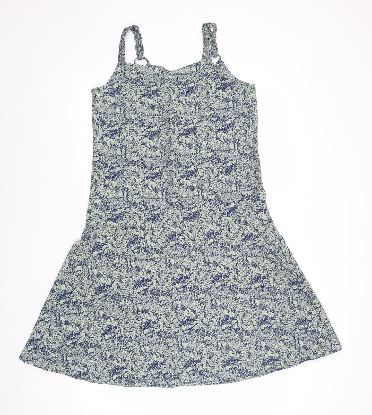 NEXT Womens Green Geometric Polyester Tank Dress Size 8 V-Neck Button