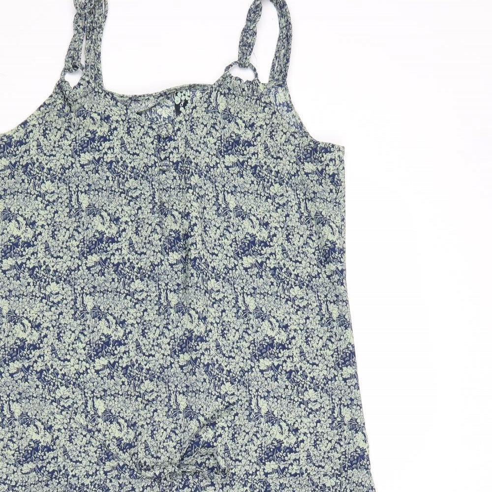 NEXT Womens Green Geometric Polyester Tank Dress Size 8 V-Neck Button