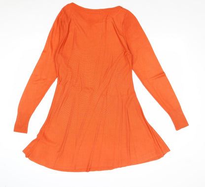 Marks and Spencer Womens Orange Acrylic Trapeze & Swing Size 10 Round Neck Pullover