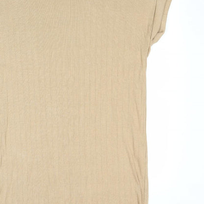 Zara Womens Brown Cotton T-Shirt Dress Size S Round Neck Pullover