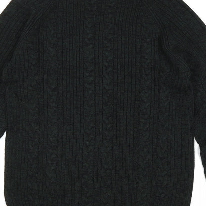 Easy Mens Green Round Neck Acrylic Pullover Jumper Size M Long Sleeve