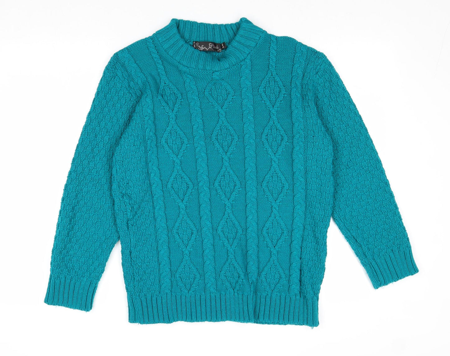 Womens UK Size S PINK Green Pullover Jumper