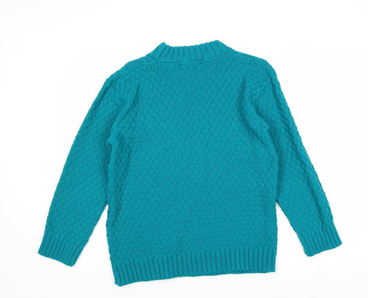 Womens UK Size S PINK Green Pullover Jumper
