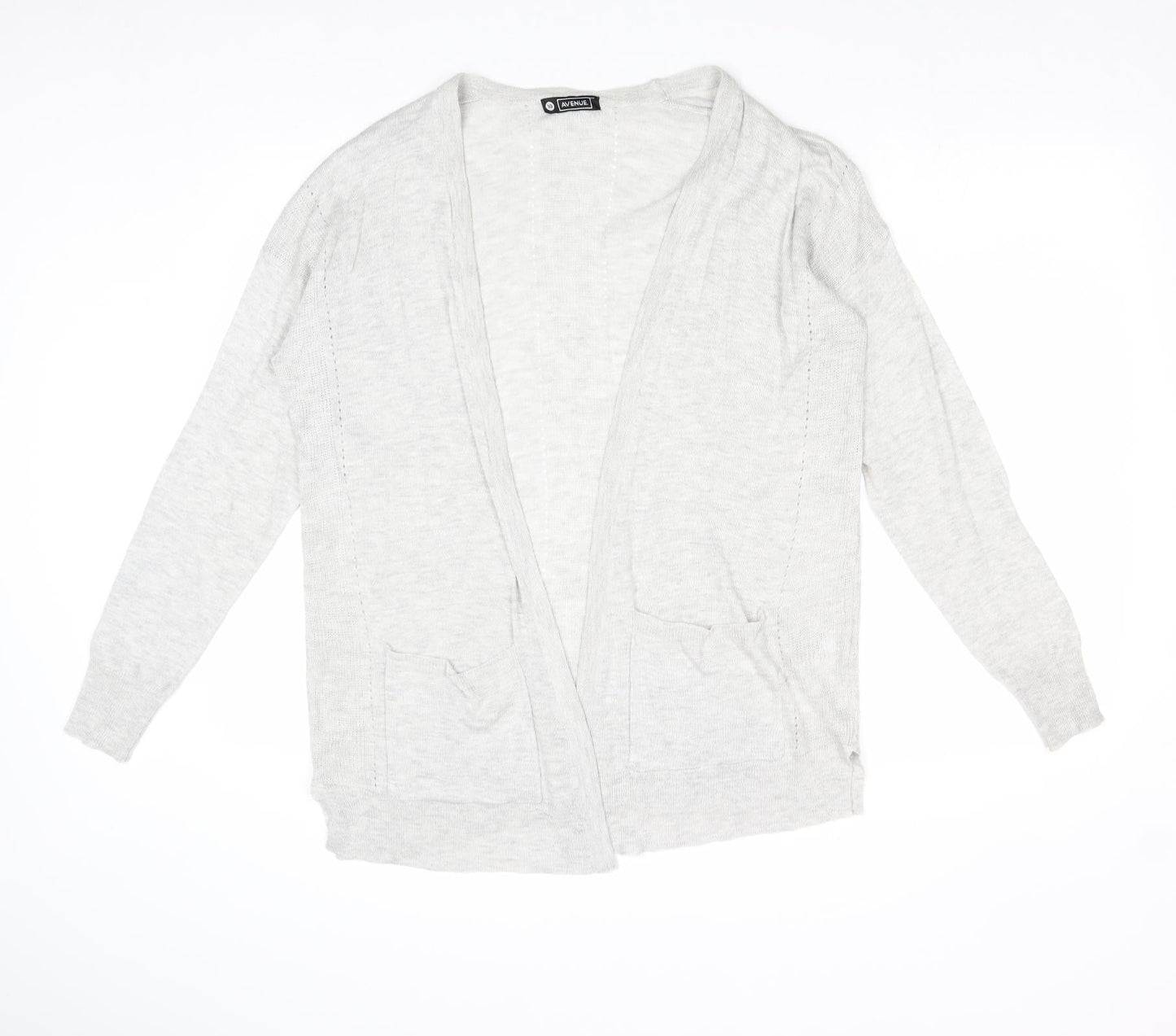 Avenue Womens Grey V-Neck Acrylic Cardigan Jumper Size 10