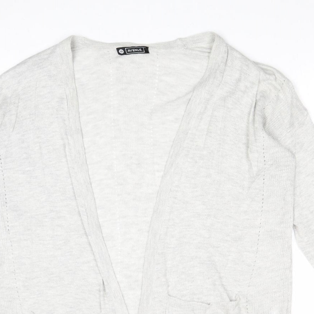 Avenue Womens Grey V-Neck Acrylic Cardigan Jumper Size 10
