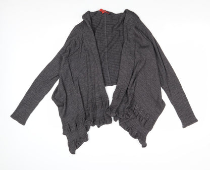 Lo Ri Womens Grey V-Neck Wool Cardigan Jumper Size L