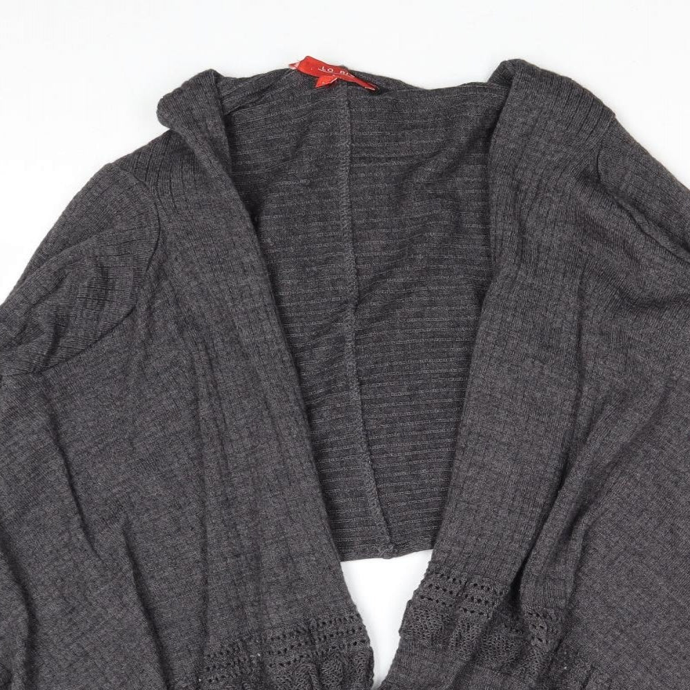 Lo Ri Womens Grey V-Neck Wool Cardigan Jumper Size L