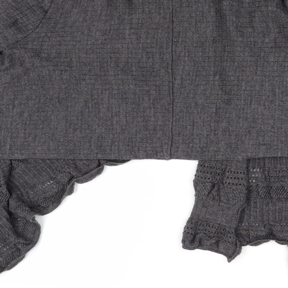 Lo Ri Womens Grey V-Neck Wool Cardigan Jumper Size L