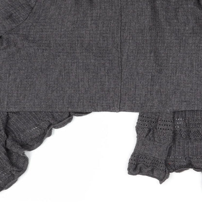 Lo Ri Womens Grey V-Neck Wool Cardigan Jumper Size L