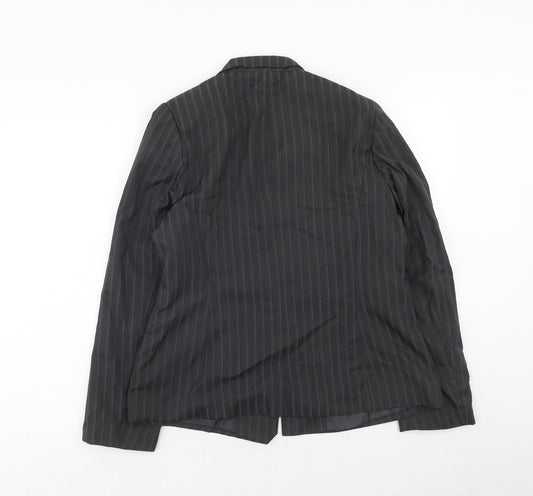 George Womens Grey Striped Polyester Jacket Blazer Size 16
