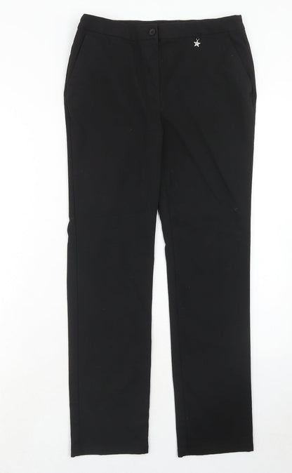 Marks and Spencer Girls Blue Polyester Chino Trousers Size 12-13 Years Regular Zip