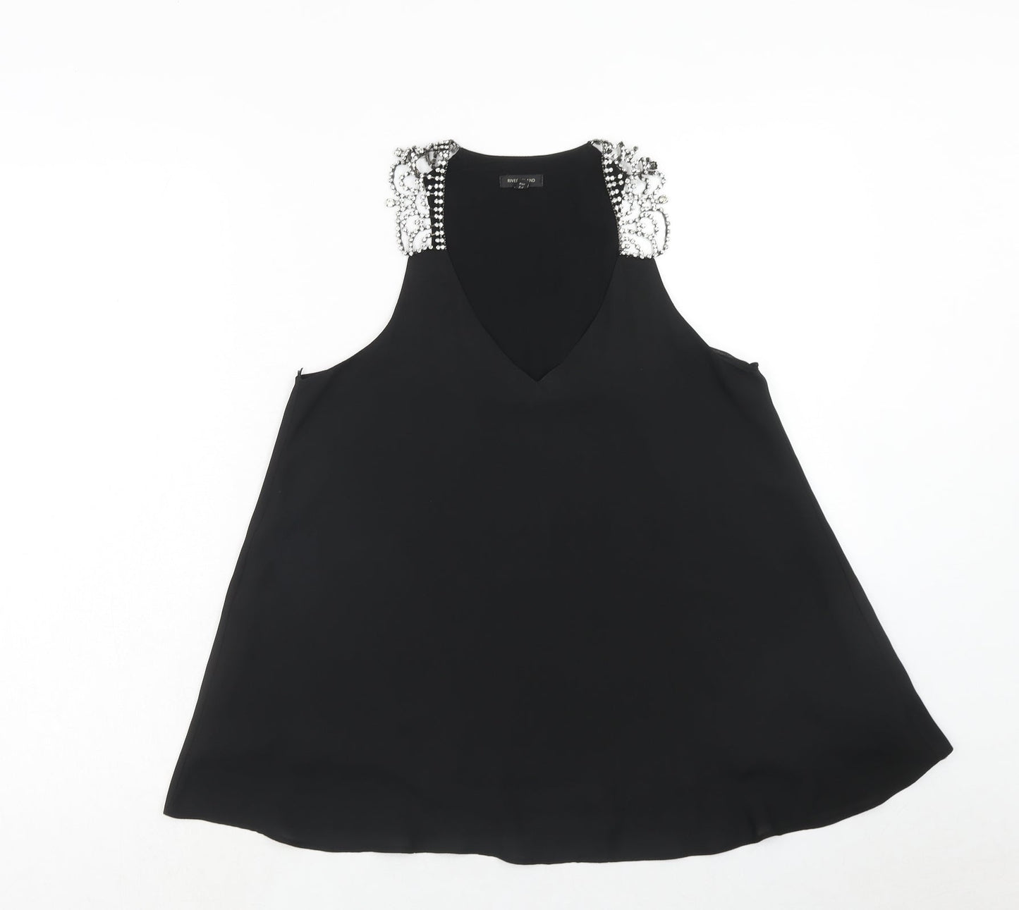 Womens UK Size 8 River Island Black Basic Blouse