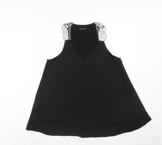 Womens UK Size 8 River Island Black Basic Blouse