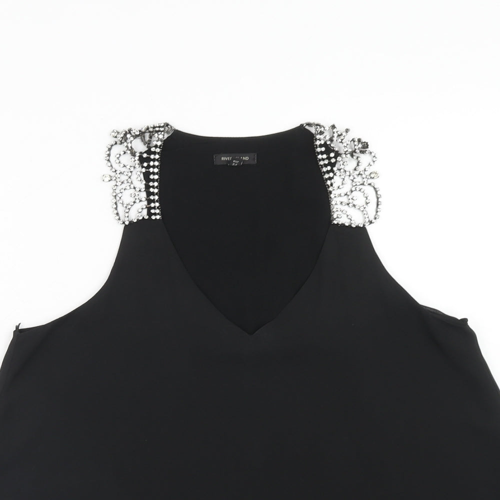 Womens UK Size 8 River Island Black Basic Blouse