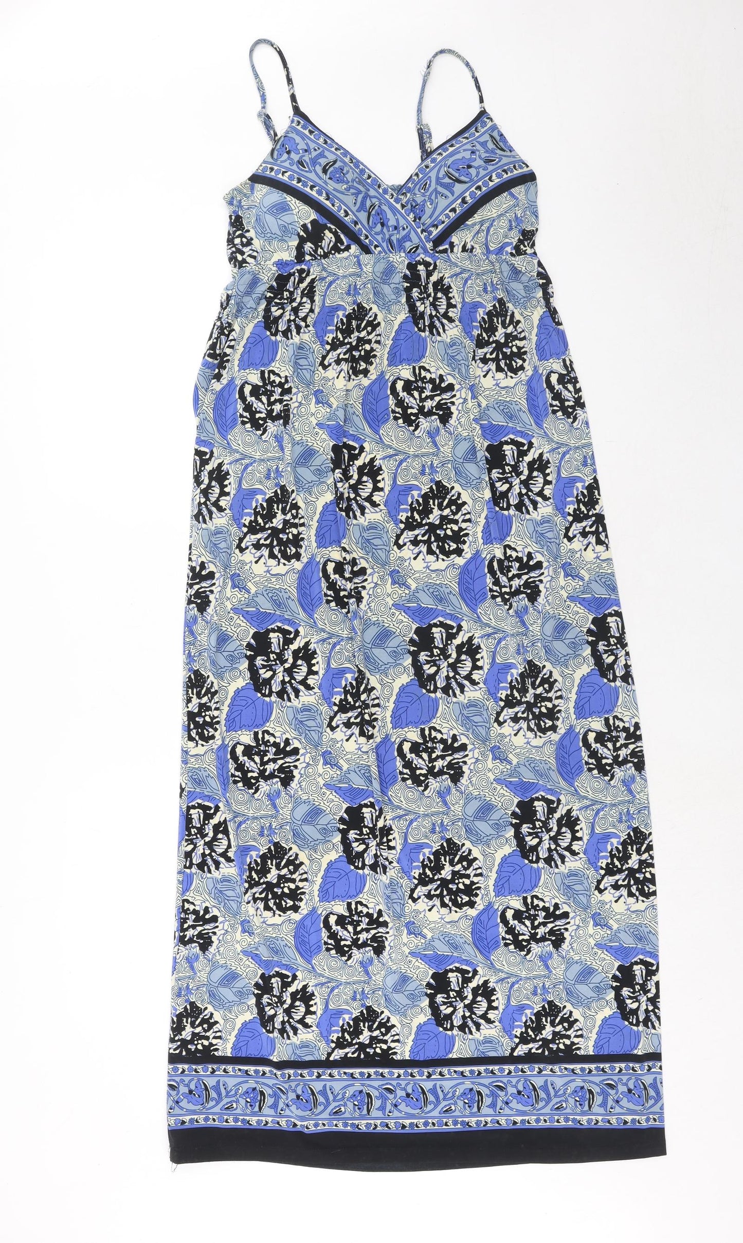 Speed Control Womens Blue Floral Polyester Tank Dress Size S V-Neck Pullover