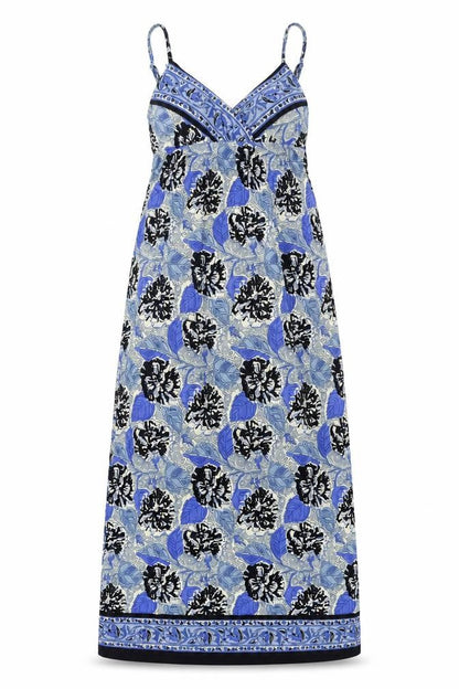 Speed Control Womens Blue Floral Polyester Tank Dress Size S V-Neck Pullover