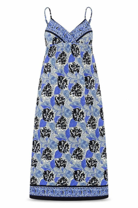 Speed Control Womens Blue Floral Polyester Tank Dress Size S V-Neck Pullover