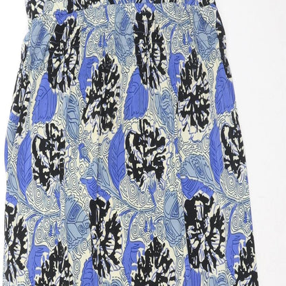 Speed Control Womens Blue Floral Polyester Tank Dress Size S V-Neck Pullover