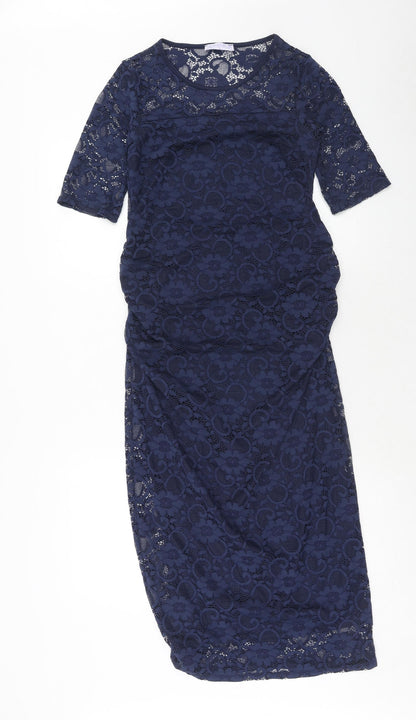 Blue belle Womens Blue Floral Polyester A-Line Size 10 Round Neck Pullover