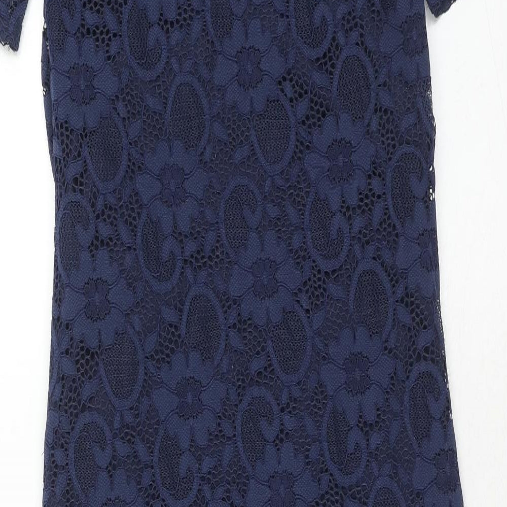 Blue belle Womens Blue Floral Polyester A-Line Size 10 Round Neck Pullover