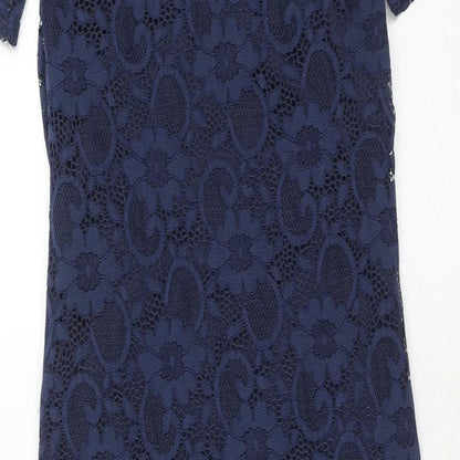 Blue belle Womens Blue Floral Polyester A-Line Size 10 Round Neck Pullover