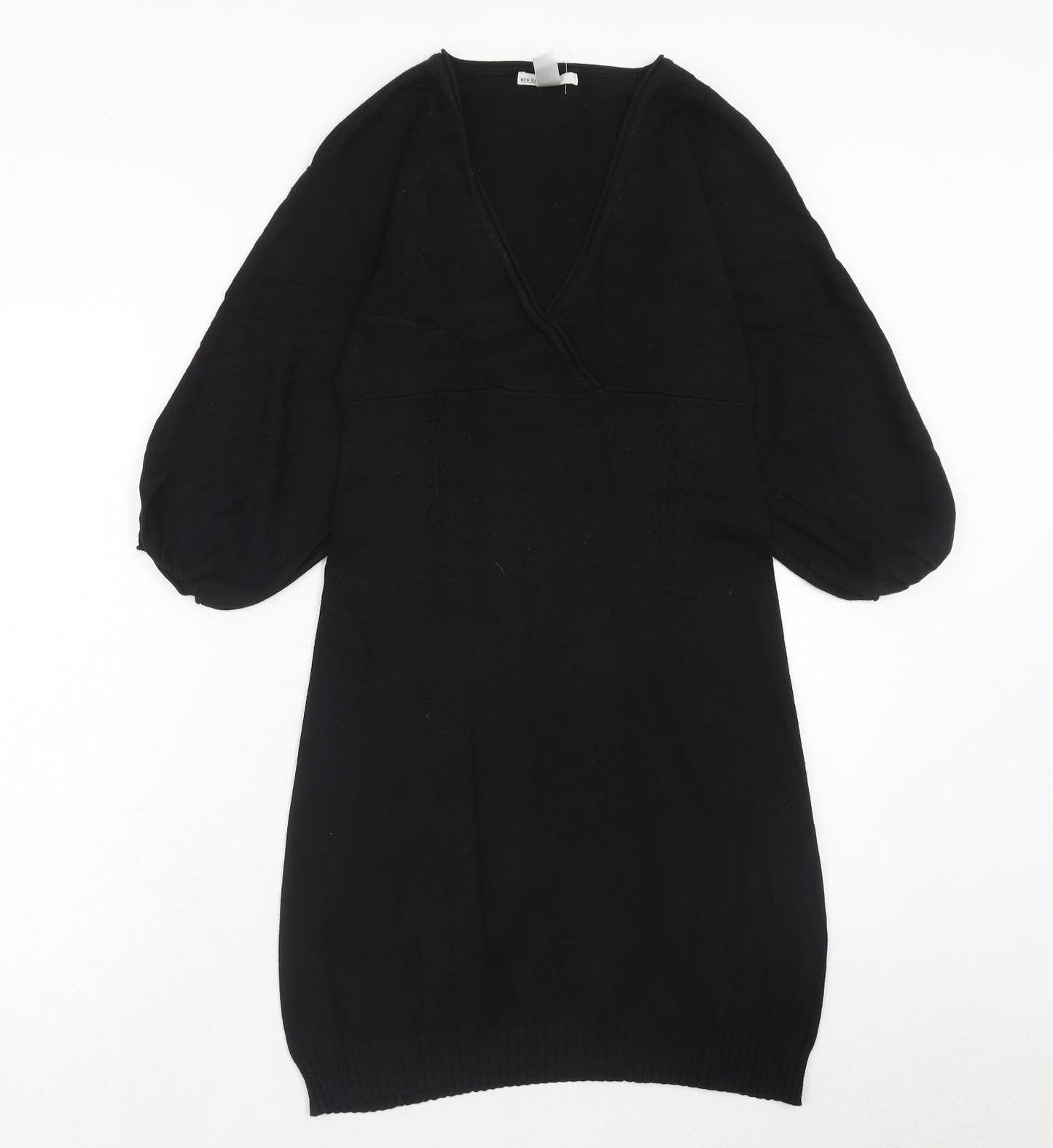 Mango Womens Black Acrylic A-Line Size S V-Neck Pullover