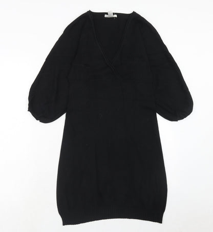 Mango Womens Black Acrylic A-Line Size S V-Neck Pullover