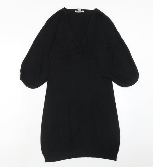 Mango Womens Black Acrylic A-Line Size S V-Neck Pullover