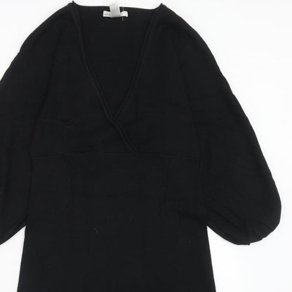 Mango Womens Black Acrylic A-Line Size S V-Neck Pullover
