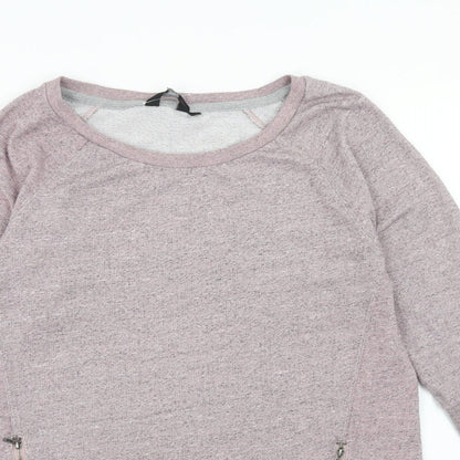 New Look Womens Pink Cotton Pullover Sweatshirt Size 10 Zip