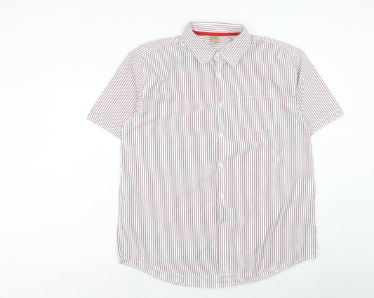 Mens UK Size XL Oak Valley White  Button-Up Short Sleeve Casual Shirt