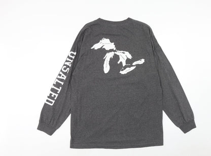 Alstyle Apparel & Activewear Mens Grey Polyester Pullover Sweatshirt Size L - Great Lakes
