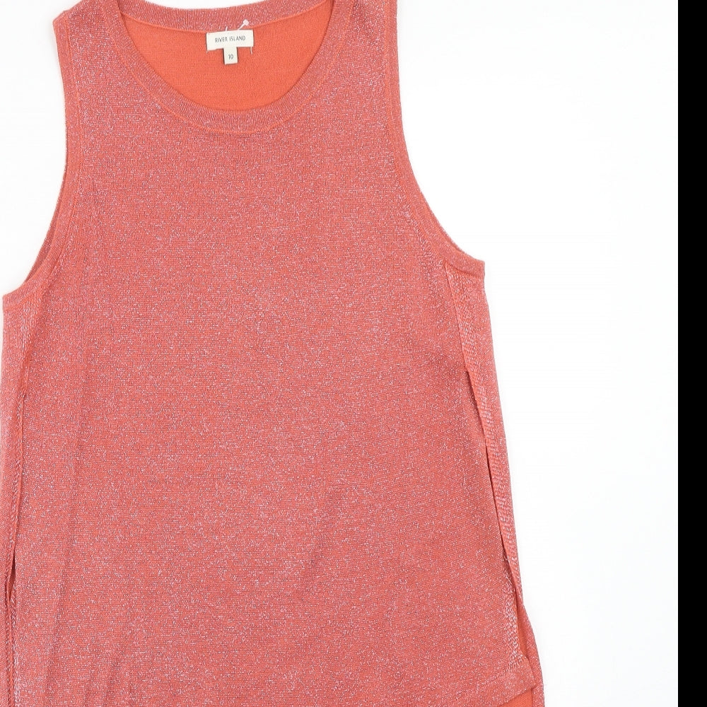 Womens UK Size 10 River Island Pink Basic Tank