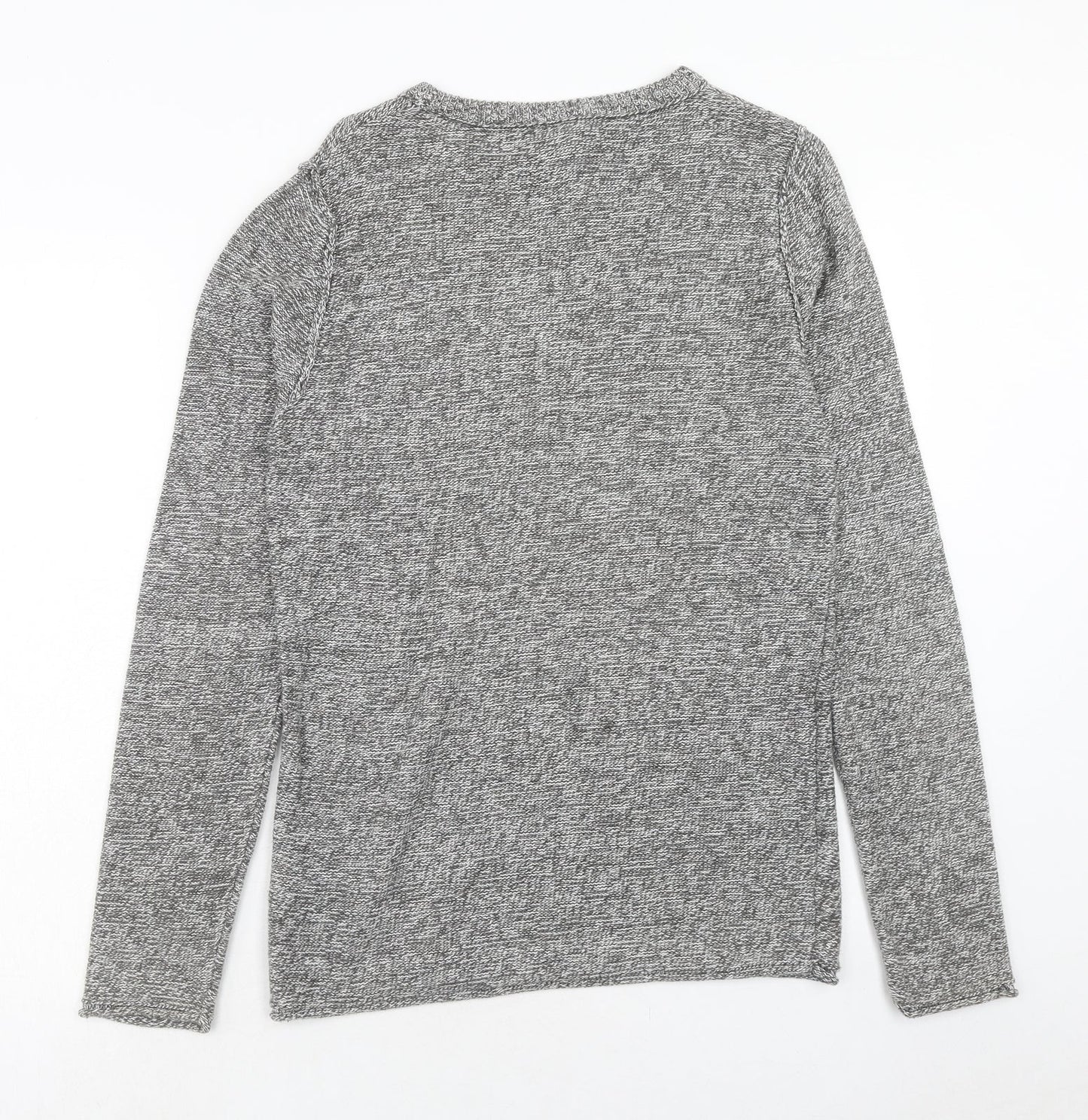 H&M Mens Grey Round Neck Cotton Pullover Jumper Size XS Long Sleeve