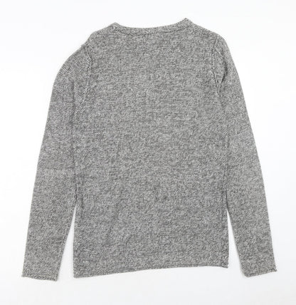 H&M Mens Grey Round Neck Cotton Pullover Jumper Size XS Long Sleeve