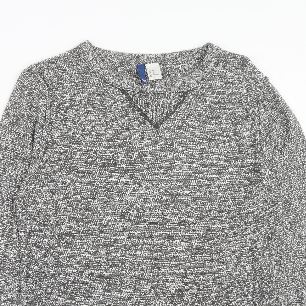 H&M Mens Grey Round Neck Cotton Pullover Jumper Size XS Long Sleeve