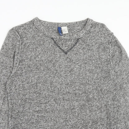 H&M Mens Grey Round Neck Cotton Pullover Jumper Size XS Long Sleeve