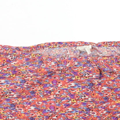 FOREVER 21 Womens Pink Floral Viscose Basic Blouse Size L Off the Shoulder