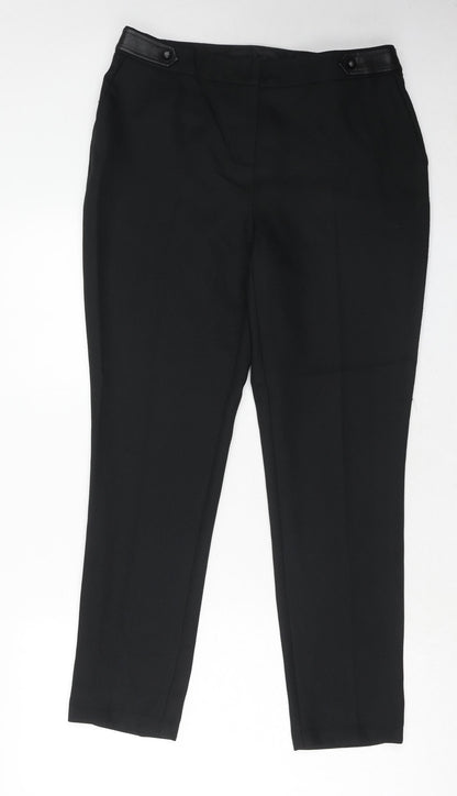Womens UK Size 12 Peacocks Regular Fit Dress Pants Black Trousers