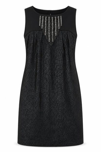 M&Co Womens Black Polyester A-Line Size 12 V-Neck Button