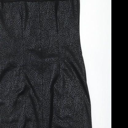 M&Co Womens Black Polyester A-Line Size 12 V-Neck Button