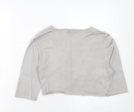 Coast Womens Grey V-Neck Viscose Cardigan Jumper Size L