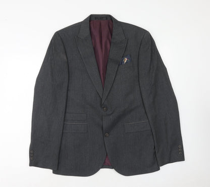 NEXT Mens Grey Polyester Jacket Suit Jacket Size 40 Regular