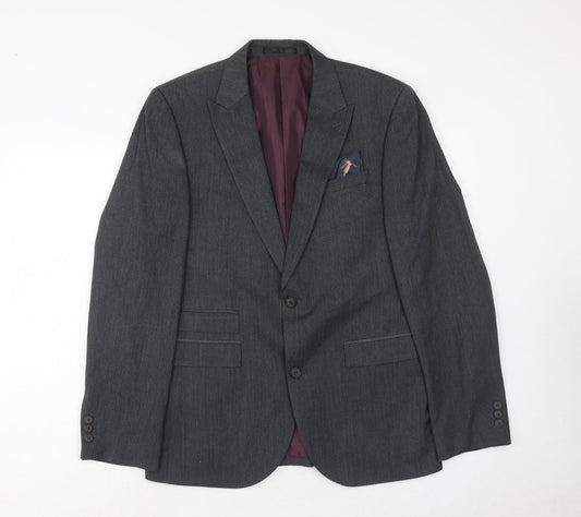 NEXT Mens Grey Polyester Jacket Suit Jacket Size 40 Regular