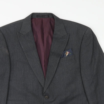 NEXT Mens Grey Polyester Jacket Suit Jacket Size 40 Regular