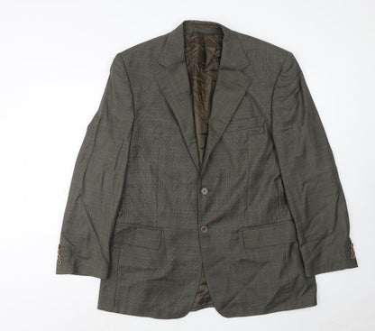 Leibel Mens Green Plaid Wool Jacket Suit Jacket Size 42 Regular
